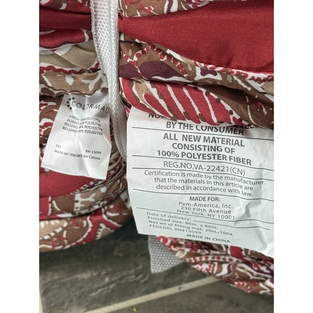 Colormate Full/Queen Comforter Set Paisley Red Tan Microfiber Sears New 3 Piece